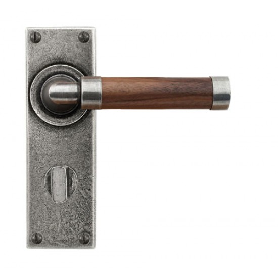 Finesse Design Milton Range Bathroom Door Handle on a Back Plate in Pewter