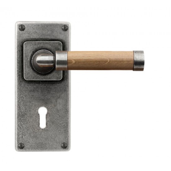 Finesse Design Milton Range Lock Door Handle on a Back Plate in Pewter