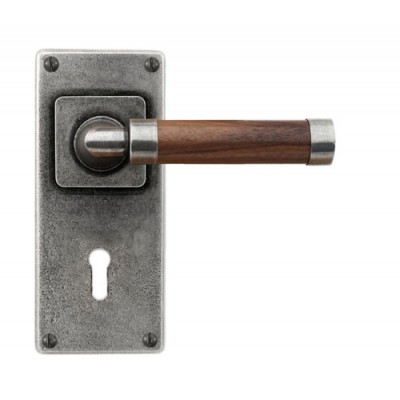 Finesse Design Milton Range Lock Door Handle on a Back Plate in Pewter