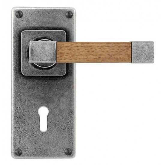 Finesse Design Eden Range Lock Door Handle on a Back Plate in Pewter