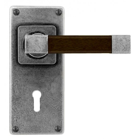 Finesse Design Eden Range Lock Door Handle on a Back Plate in Pewter