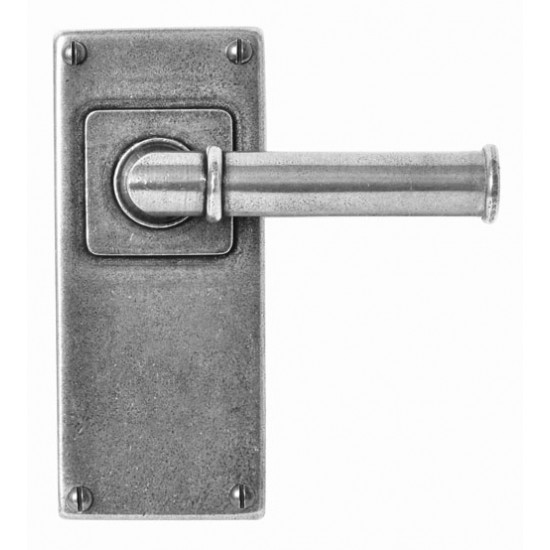 Finesse Design Wexford Range Latch Door Handle on a Back Plate in Pewter