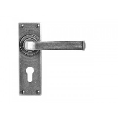 Finesse Design Allendale Range Euro Lock Door Handle on a Backplate Set in Pewter