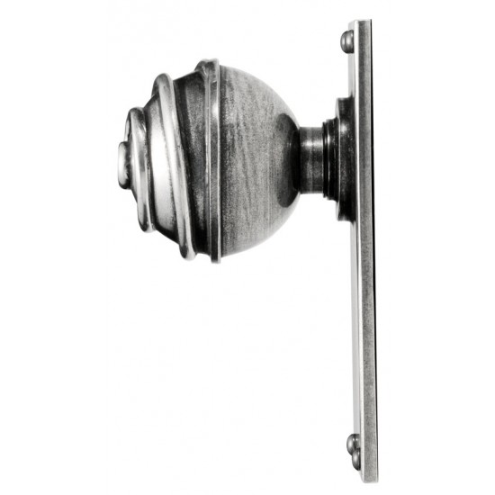 Finesse Design Swirl Range Door Knob on a Latch Back Plate in Pewter