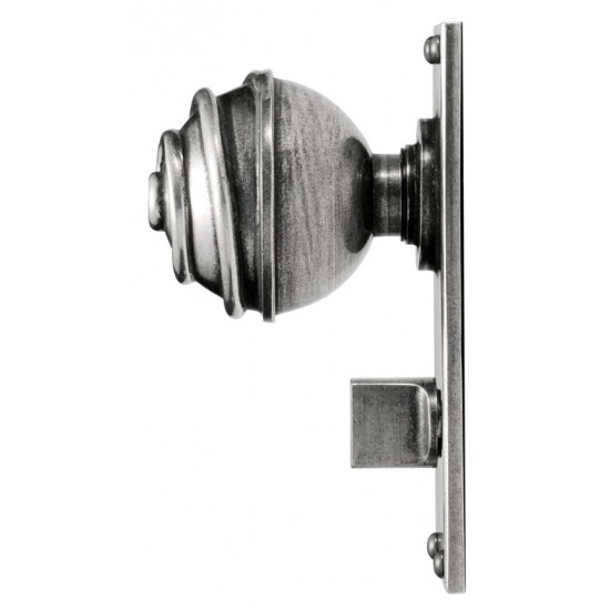 Finesse Design Swirl Range Door Knob on a Bathroom Back Plate in Pewter