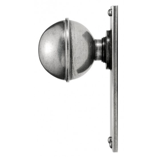 Finesse Design Beamish Range Door Knob on a Latch Back Plate in Pewter