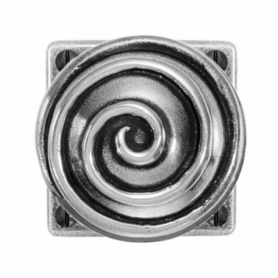 Finesse Design Swirl Range Door Knob on a Square Jesmond Rose in Pewter