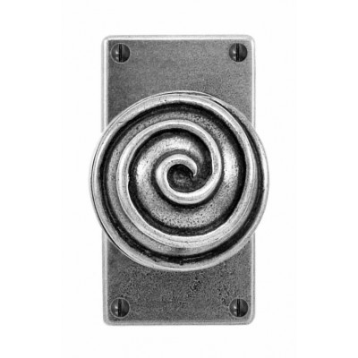 Finesse Design Swirl Range Door Knob on a Jesmond Short Back Plate in Pewter