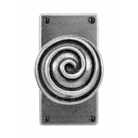 Finesse Design Swirl Range Door Knob on a Jesmond Short Back Plate in Pewter