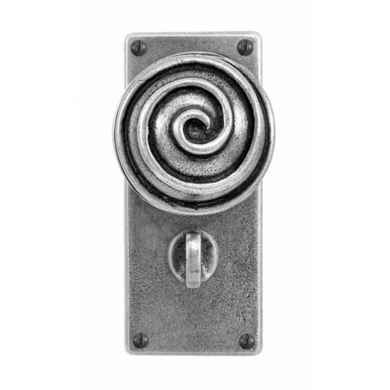 Finesse Design Swirl Range Door Knob on a Jesmond Bathroom Back Plate in Pewter