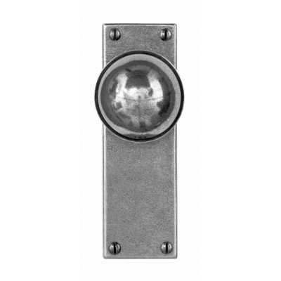 Finesse Design Pelton Range Door Knob on a Back Plate in Pewter