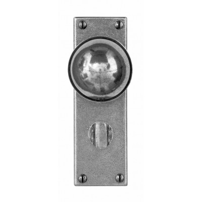 Finesse Design Pelton Range Door Knob on a Bathroom Back Plate in Pewter