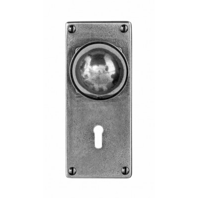 Finesse Design Pelton Range Door Knob on a Jesmond Lock / Key Hole Back Plate in Pewter