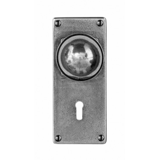 Finesse Design Pelton Range Door Knob on a Jesmond Lock / Key Hole Back Plate in Pewter