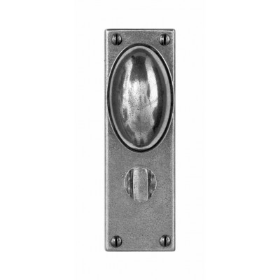 Finesse Design Lincoln Range Door Knob on a Bathroom Back Plate in Pewter