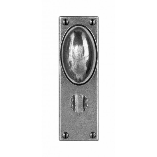 Finesse Design Lincoln Range Door Knob on a Bathroom Back Plate in Pewter