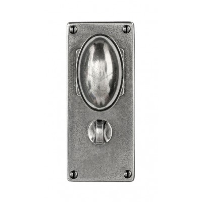 Finesse Design Lincoln Range Door Knob on a Bathroom Jesmond Back Plate in Pewter