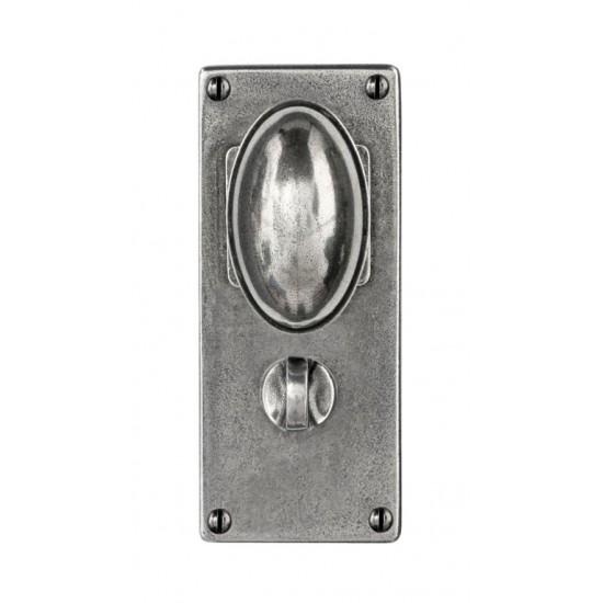 Finesse Design Lincoln Range Door Knob on a Bathroom Jesmond Back Plate in Pewter