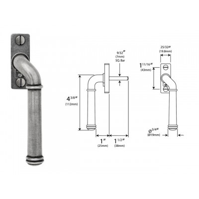 Finesse Design Durham Espagnolette Handle Right Handed in Pewter