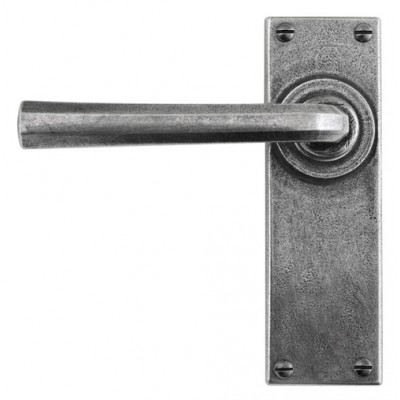 Finesse Design Tunstall Range Latch Door Handle on a Back Plate in Pewter