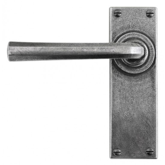 Finesse Design Tunstall Range Latch Door Handle on a Back Plate in Pewter