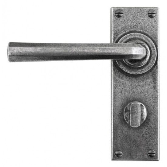 Finesse Design Tunstall Range Bathroom Door Handle on a Back Plate in Pewter