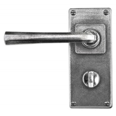 Finesse Design Tunstall Range Jesmond Bathroom Door Handle on a Back Plate in Pewter