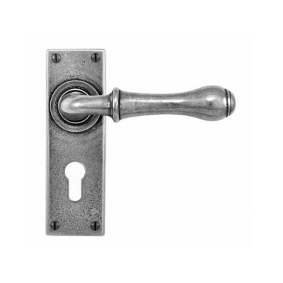 Finesse Design Derwent Range Euro Lock Door Handle on a Back Plate in Pewter