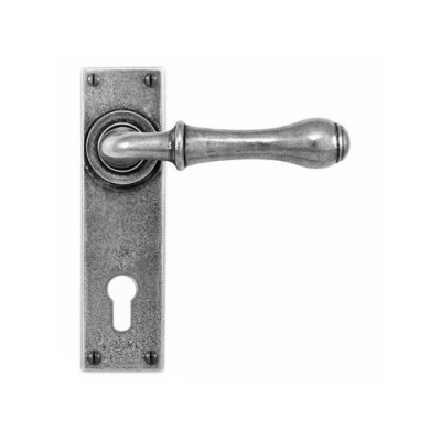 Finesse Design Derwent Range Euro Lock Door Handle on a Long Back Plate in Pewter