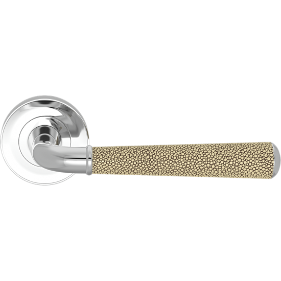 Gooseneck Shagreen Tube Amalfine Door Handle on Scalloped Rose